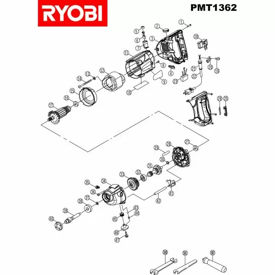 Ryobi PMT1361 Spare Parts List Type: 1000017479